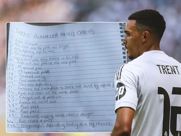Một CĐV tổng hợp những lỗi của Arnold trong trận ra mắt Real Madrid