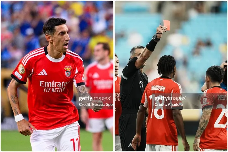 Di Maria thắp sáng hy vọng cho Benfica nhưng bị Prestianni nhanh chóng dập tắt với tấm thẻ đỏ