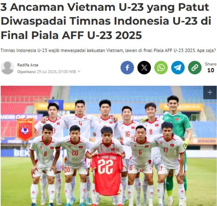 U23 Việt Nam vs U23 Indonesia: 'Sao Vàng' được truyền thông xứ Vạn Đảo đánh giá cao trước trận chung kết