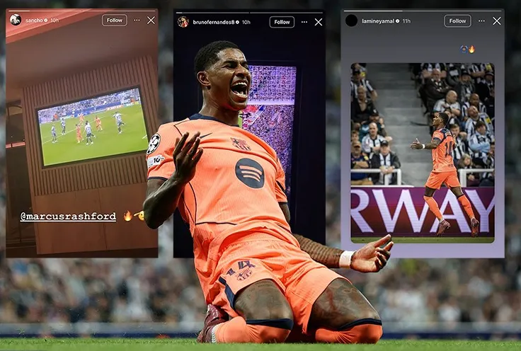 Rashford nhận được nhiều lời chúc mừng từ đồng đội cũ và đặc biệt là từ đội trưởng Bruno Fernandes của MU