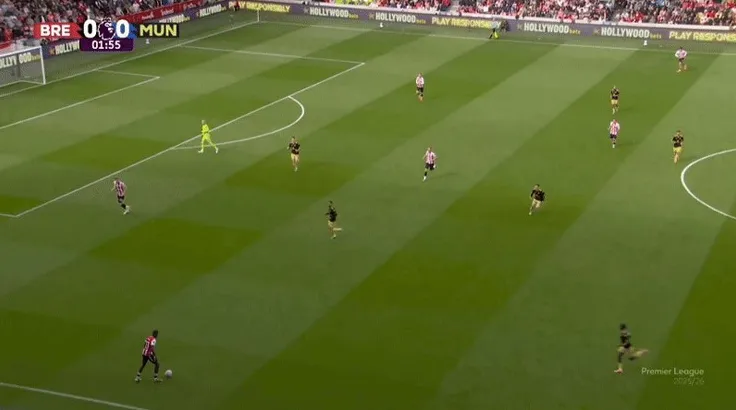 Brentford không giấu ý định hạ Man United bằng các đường chuyền dài đổi trạng thái nhanh. Nguồn: The Athletic