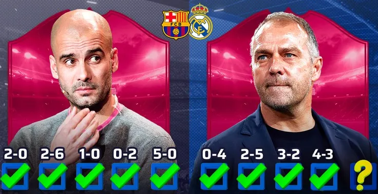 Liệu Hansi Flick có thể cân bằng 2 kỳ tích lịch sử của Pep Guardiola ở Siêu kinh điển?